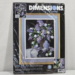 Vintage Dimensions Lilacs and Lace 1529 Crewel Embroidery Kit by Linda Tompkin